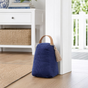 Cremorne Navy Corduroy Door Stop, a functional accent designed to hold a door in place