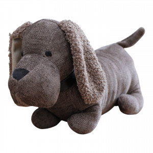 Toby Chocolate Brown Dog Door Stop, a decorative floor accent made to keep a door securely positioned