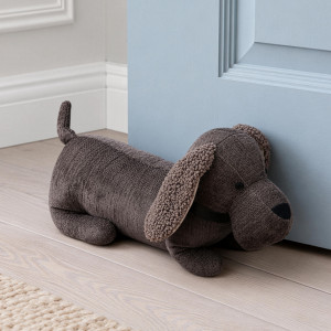 Toby Chocolate Brown Dog Door Stop, designed as a practical door holder with a characterful decorative form