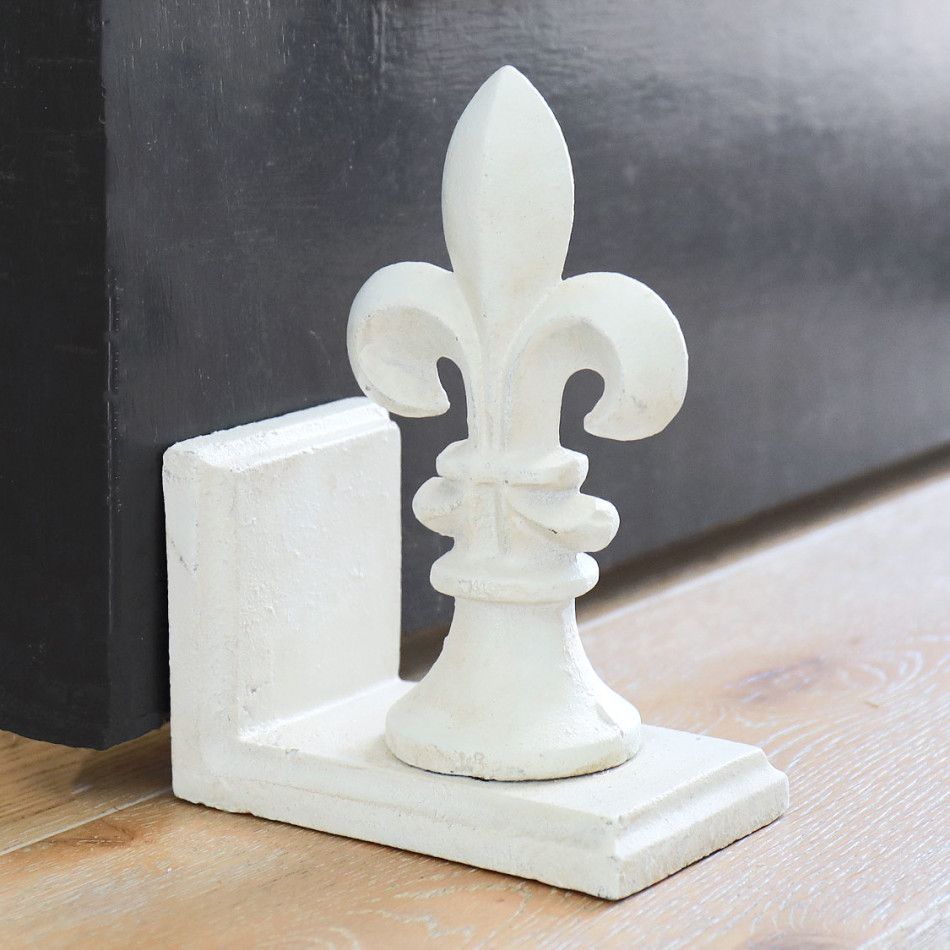White Fleur de Lys Doorstop