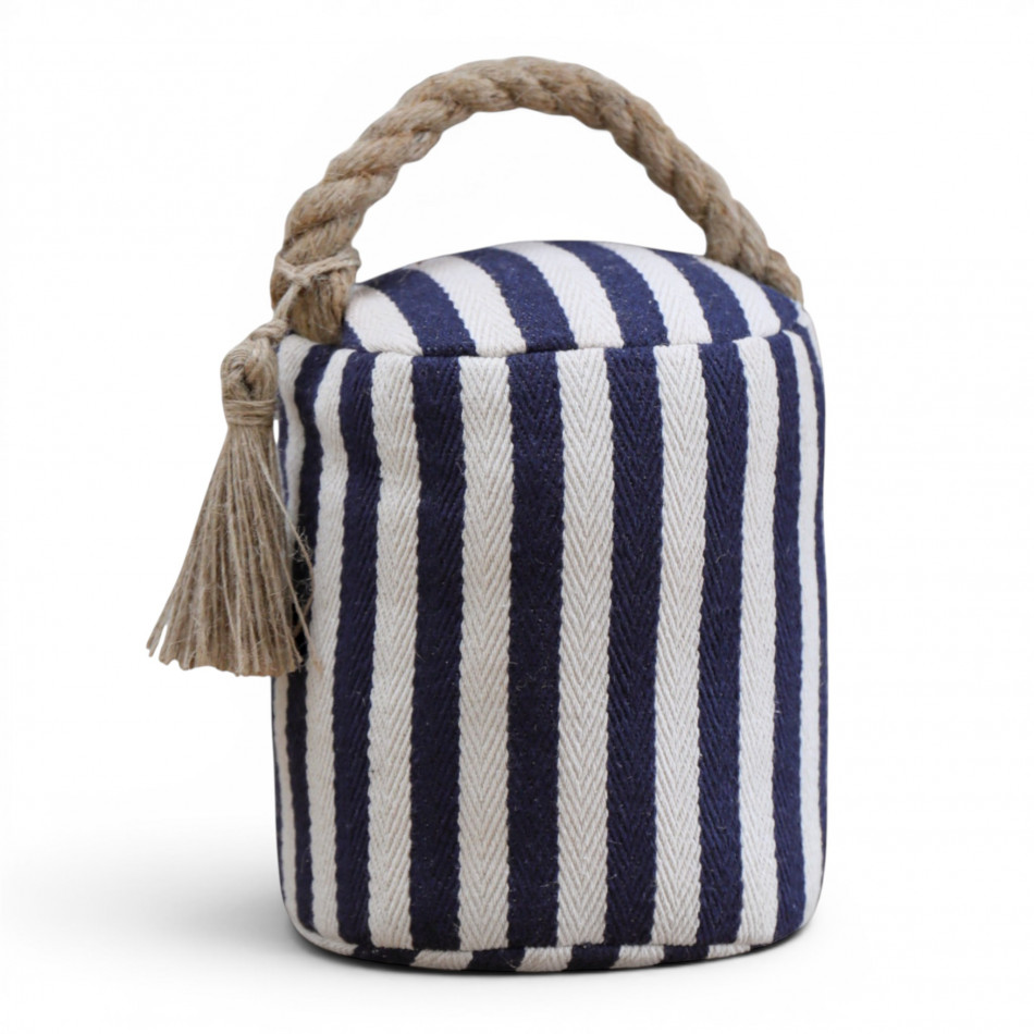 Captain's Navy Stripe Door Stop, a functional accent designed to hold a door in place