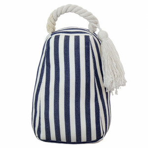 Longbeach Navy Stripe Door Stop, a functional accent designed to hold a door in place