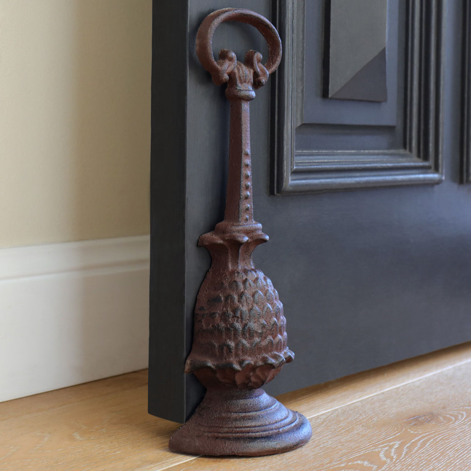 Tall Pineapple Door Wedge with Handle - Antique Brown