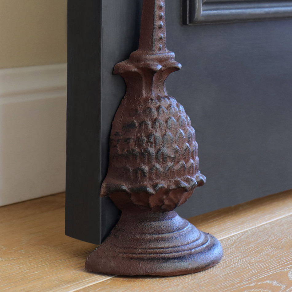 Tall Pineapple Door Wedge with Handle - Antique Brown, a functional accent designed to hold a door in place