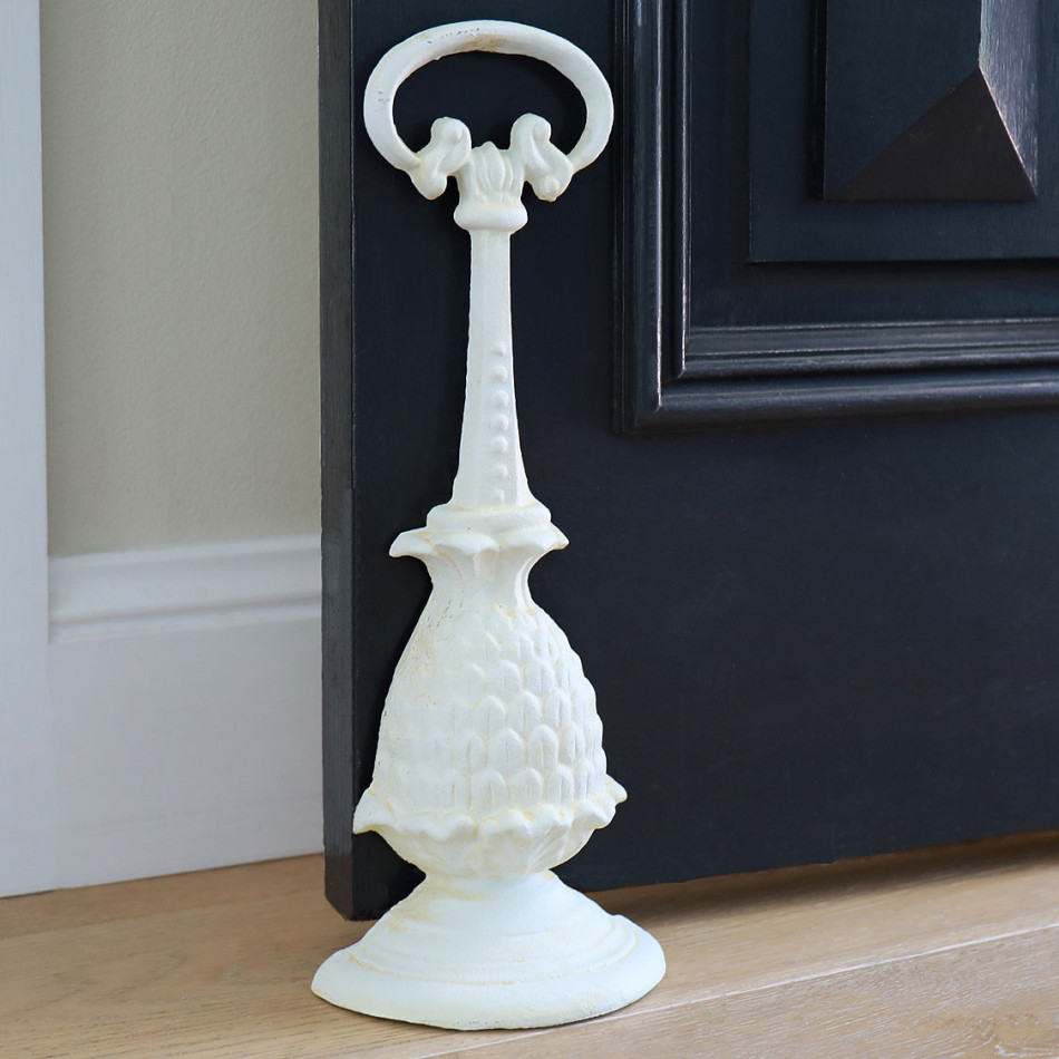 Tall Pineapple Doorstop - Antique White