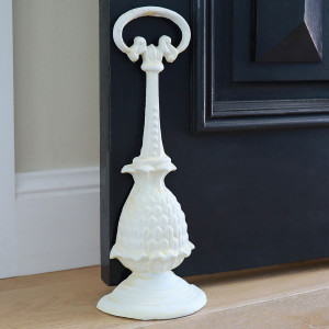 Tall Pineapple Doorstop - Antique White