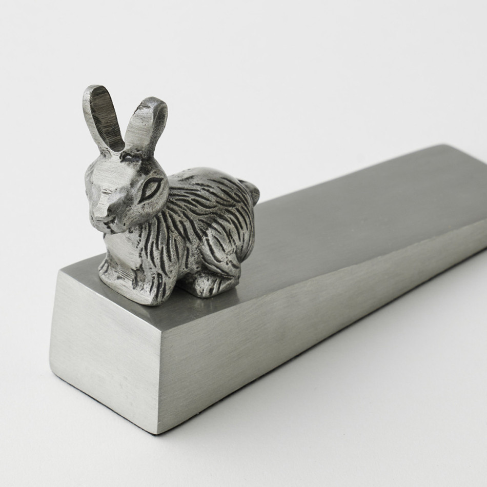 Silver Rabbit Door Wedge - Silver Door Stop, a functional accent designed to hold a door in place