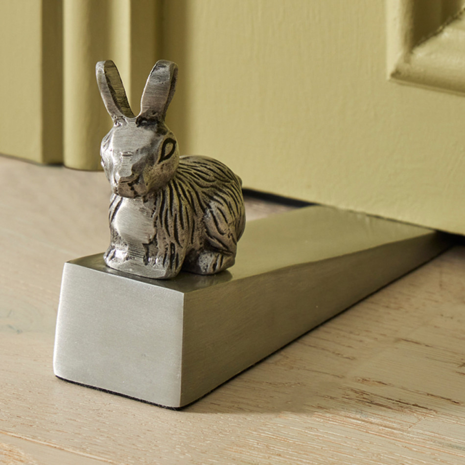 Silver Rabbit Door Wedge - Silver Door Stop, decorative lighting accessory