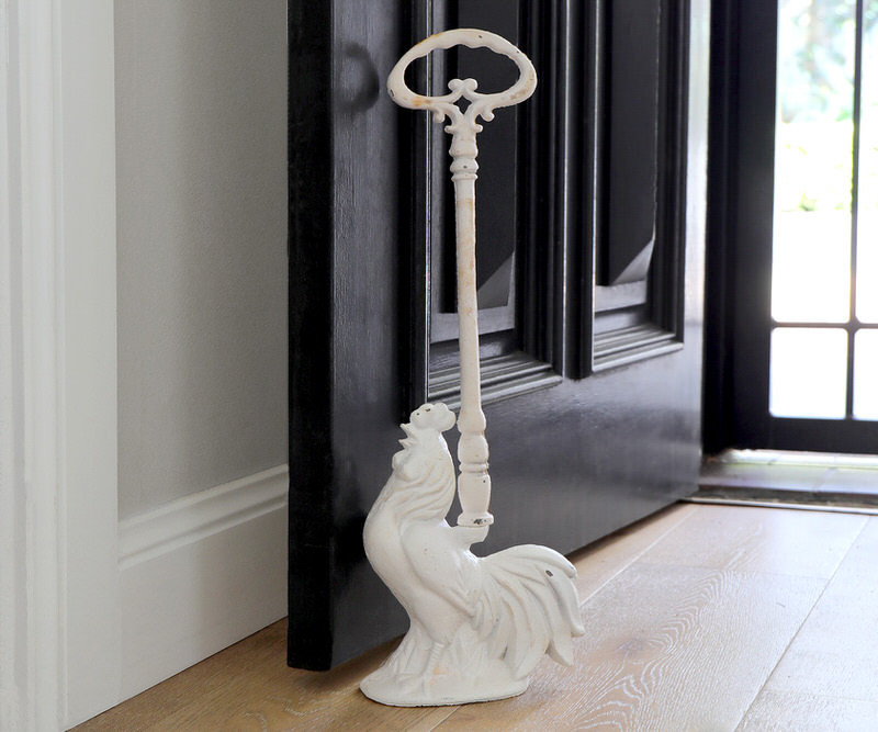 Tall Rooster Door Stop - Antique White