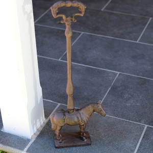 Tall Horse Door Stop - Vintage Cast Iron, a decorative floor accent made to keep a door securely positioned