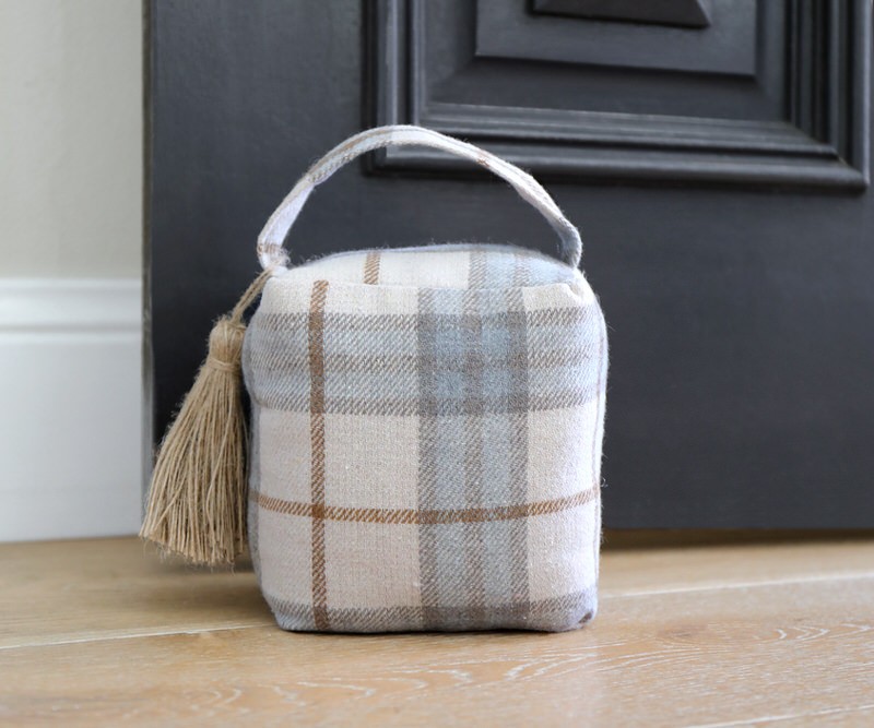 Alfie Taupe Tartan Door Stop