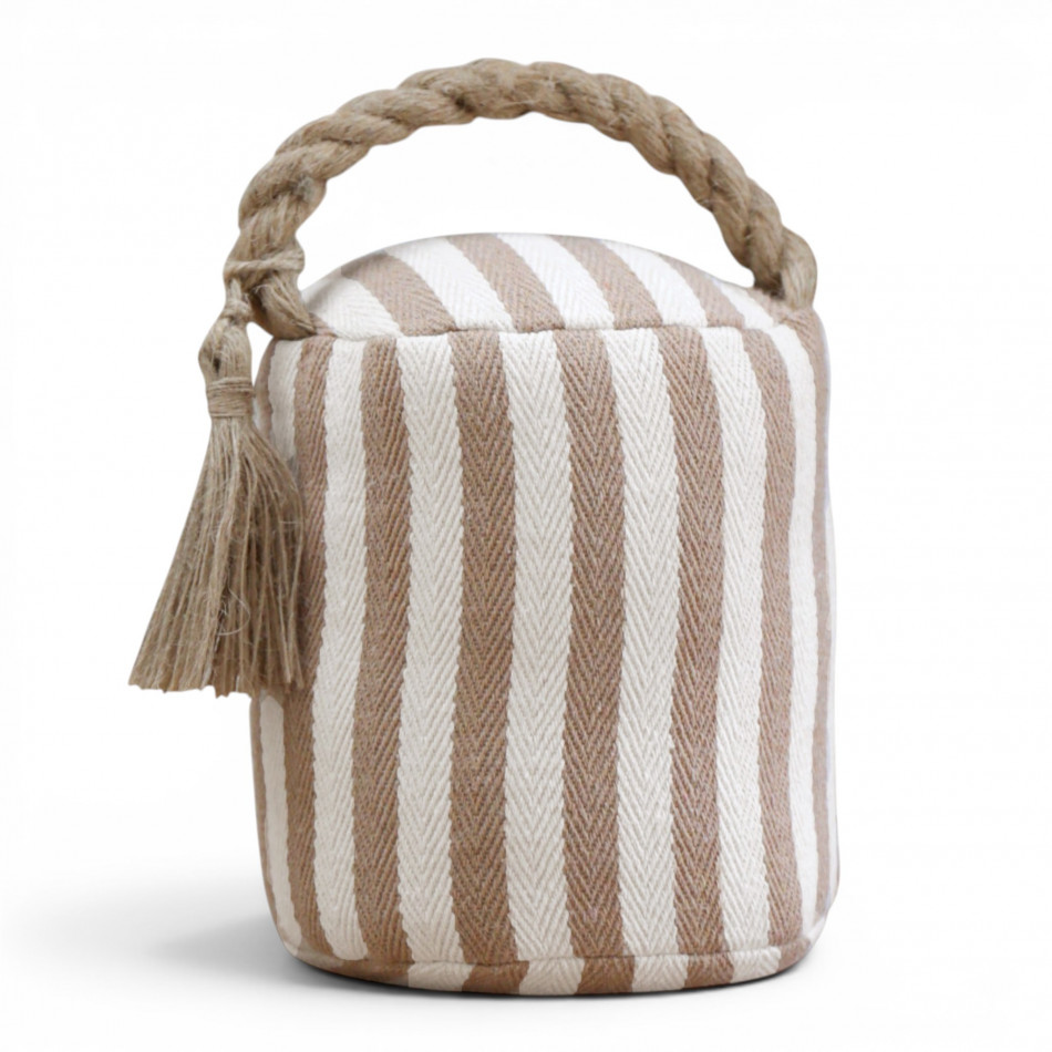 Dalton Taupe Stripe Door Stop, a functional accent designed to hold a door in place