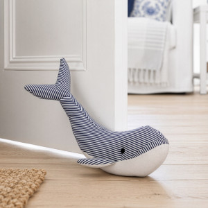 Whale Doorstop Blue, designed as a practical door holder with a characterful decorative form