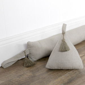 120cm Stamford Oatmeal Draftstopper - Thick, a long soft furnishing designed for practical door protection