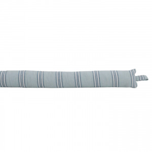 Hayman Sky Blue Stripe Draftstopper, a fabric draft blocker for the base of a door