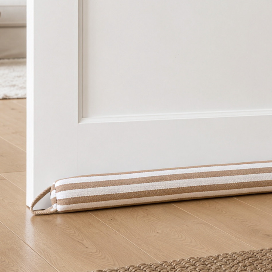 Dalton Taupe Stripe Draft Stopper, decorative door accessory