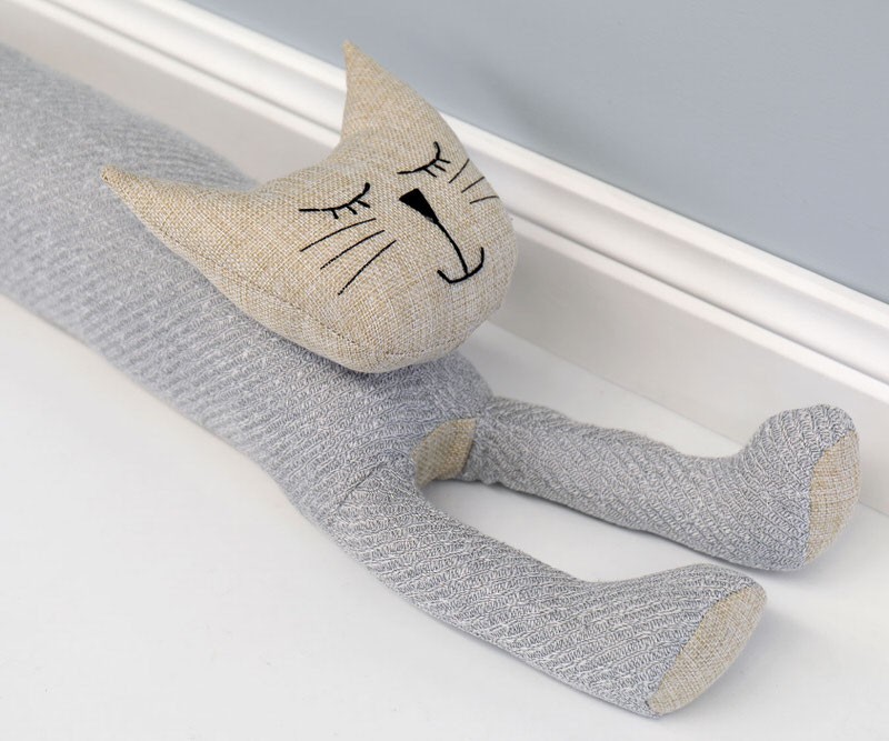 Mittens Cat Draftstopper - Grey