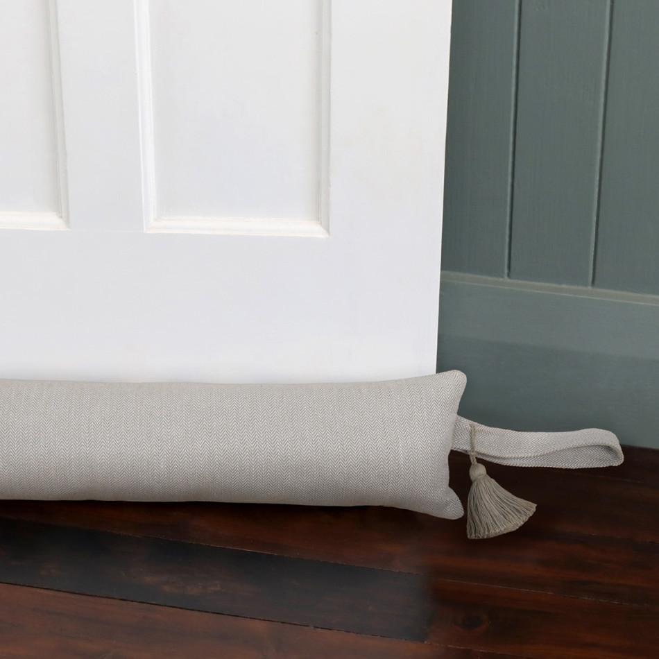 120cm Stamford Oatmeal Draftstopper - Thick, a fabric draft blocker for the base of a door