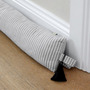 90cm Manor Stripe Draftstopper - Thick, a long soft furnishing designed for practical door protection