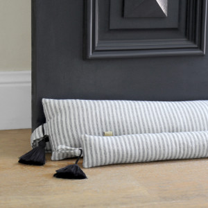 90cm Manor Stripe Draftstopper - Thick, a fabric draft blocker for the base of a door