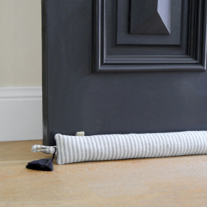 90cm Manor Stripe Draftstopper - Slim, a long soft furnishing designed for practical door protection
