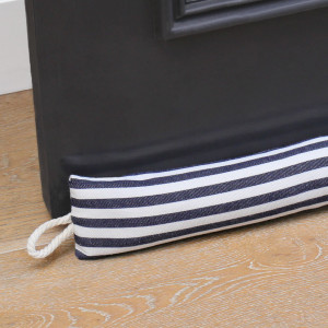 Longbeach Navy Stripe Draftstopper, made to sit along the base of a door and reduce unwanted draughts
