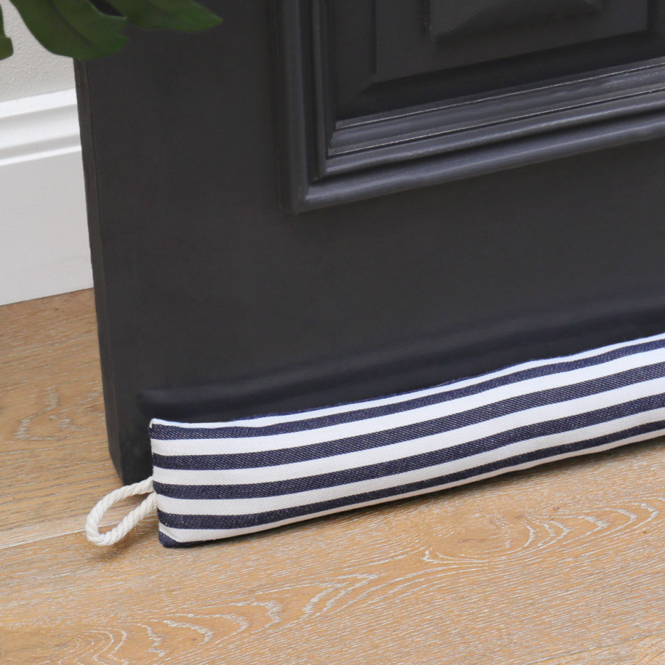 Longbeach Navy Stripe Draftstopper, decorative door accessory