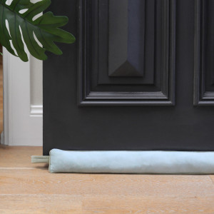 Mariana Sky Blue Velvet Door Snake / Draftstopper, made to sit along the base of a door and reduce unwanted draughts