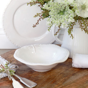 Dragonfly Dessert Bowl - White French Provincial Bowl, designed for practical dining use with an ornamental presentation