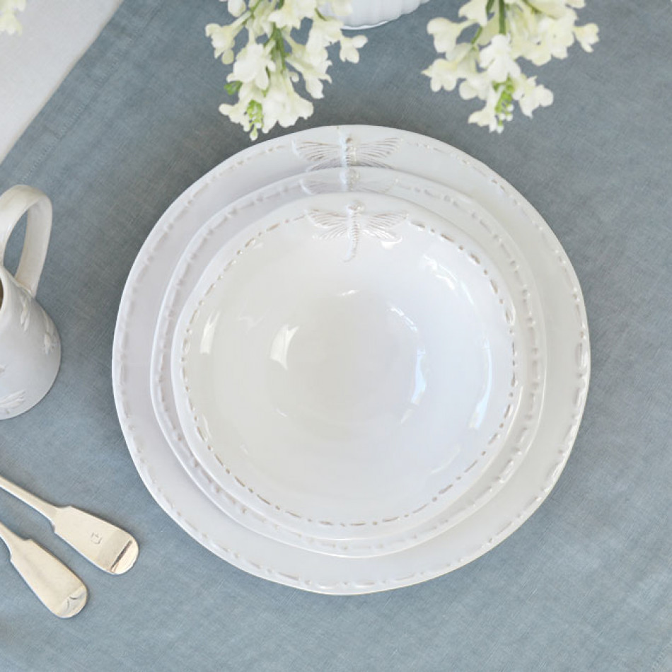 Dragonfly Side Plate - White French Provincial Plate, a tabletop piece for serving or decorative display