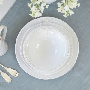 Dragonfly Dessert Bowl - White French Provincial Bowl, a tabletop piece for serving or decorative display