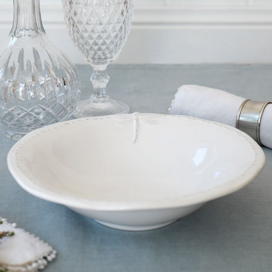 Dragonfly Dessert Bowl - White French Provincial Bowl, indoor occasional table