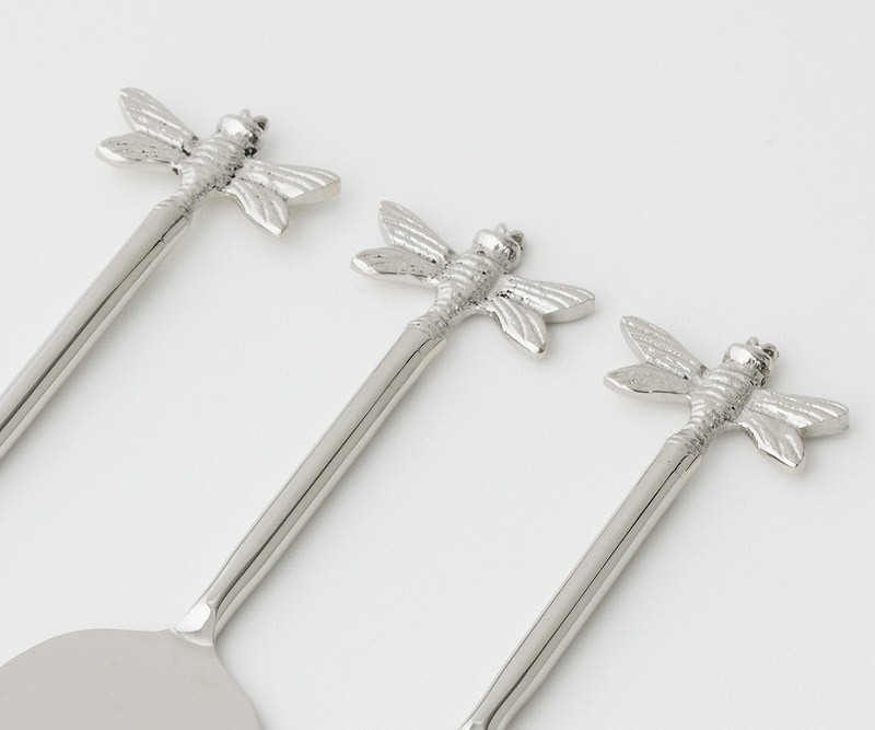 Set 3 Silver Dragonfly Cheese Knives