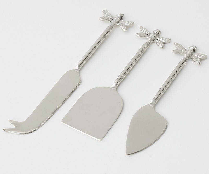 Set 3 Silver Dragonfly Cheese Knives