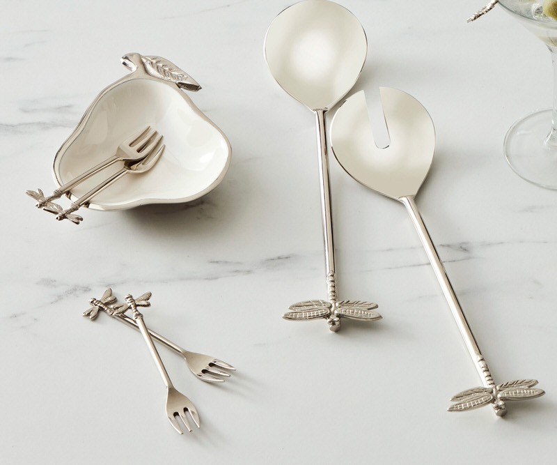 Set 4 Silver Dragonfly Cocktail or Dessert Forks