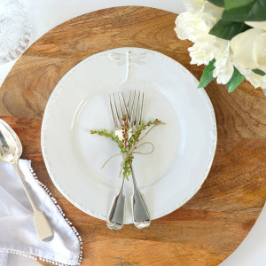 Dragonfly Dinner Plate - White French Provincial Plate, a tabletop piece for serving or decorative display