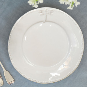 Dragonfly Dinner Plate - White French Provincial Plate, indoor occasional table
