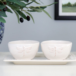 Set 2 Dragonfly Dip Bowls on Plate, indoor occasional table