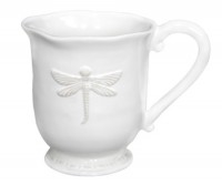 Set 4 Dragonfly Mugs - White French Provincial Mugs