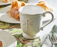 Set 4 Dragonfly Mugs - White French Provincial Mugs