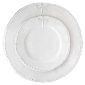 Dragonfly Side Plate - White French Provincial Plate, a tabletop piece suited to serving food or creating a decorative display