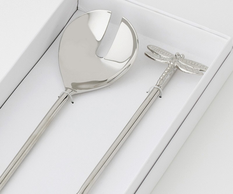 Set 2 Silver Dragonfly Salad Servers