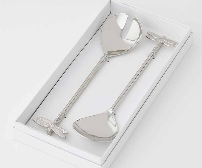 Set 2 Silver Dragonfly Salad Servers