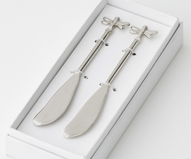 Set 2 Silver Dragonfly Spreader Knives