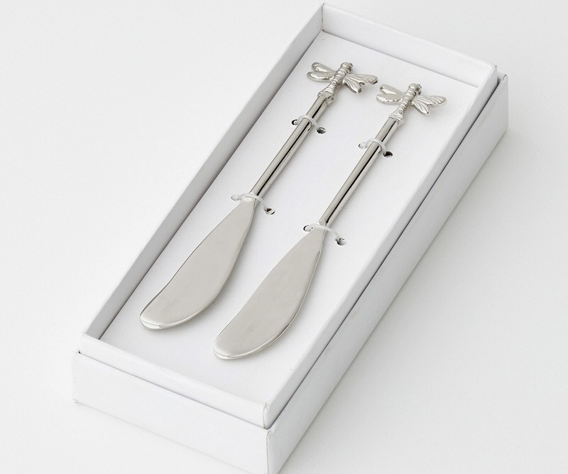 Set 2 Silver Dragonfly Spreader Knives