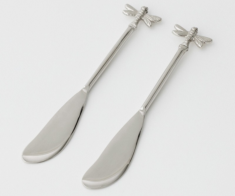 Set 2 Silver Dragonfly Spreader Knives