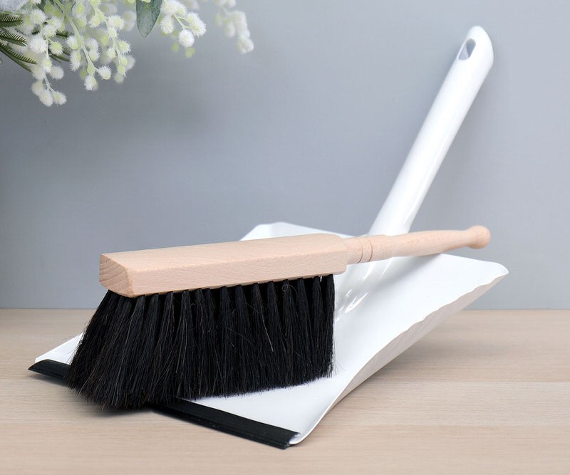 White Dustpan & Brush Set - Natural Eco Houshold Brush