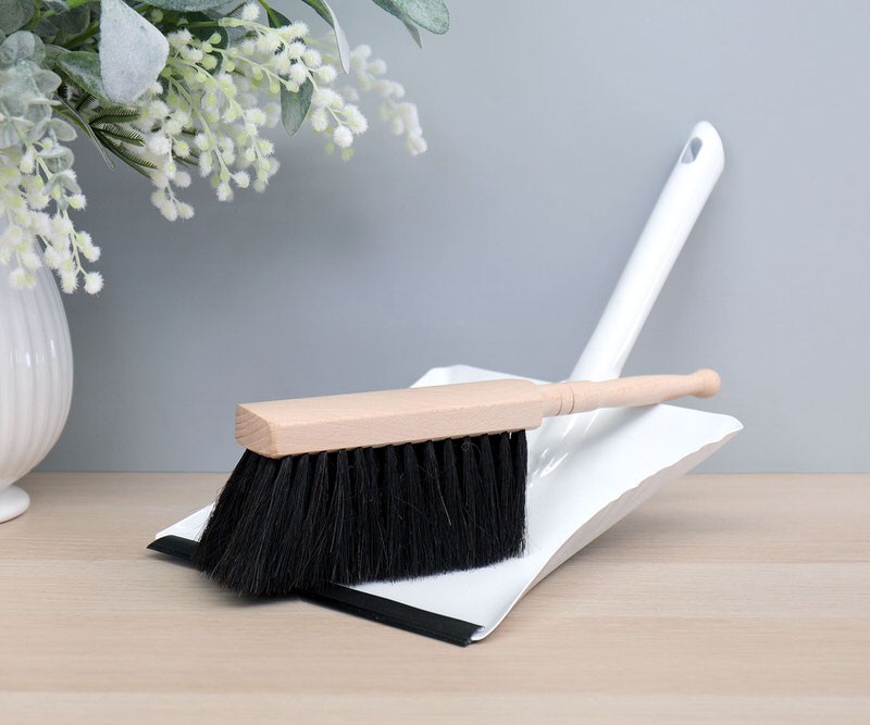 White Dustpan & Brush Set - Natural Eco Houshold Brush