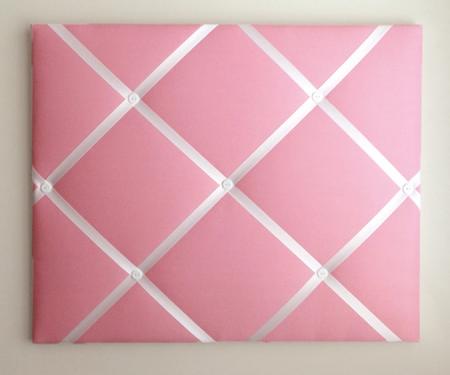 Candy Pink + White Ribbon Memo Board