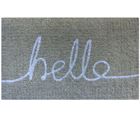 Hello Doormat Grey & White 100% Coir Doormat